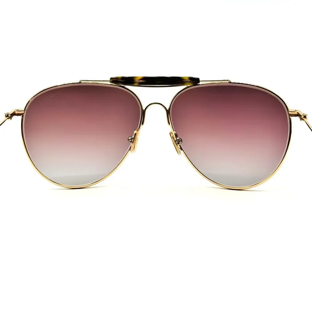 Tom Ford Sunglasses RAPHAEL-02 TF995 32F Gold Aviator Gradient Brown Lens 59mm